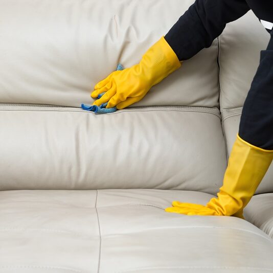 cleaning leather sofa at home